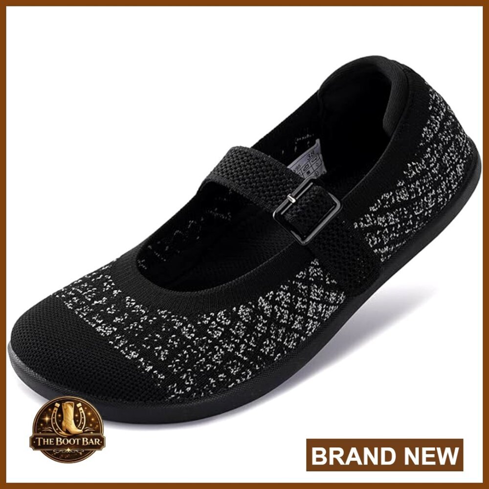 Wide Toe Box Mary Jane Flats Zero Drop Barefoot Yoga Shoes Adjustable Strap